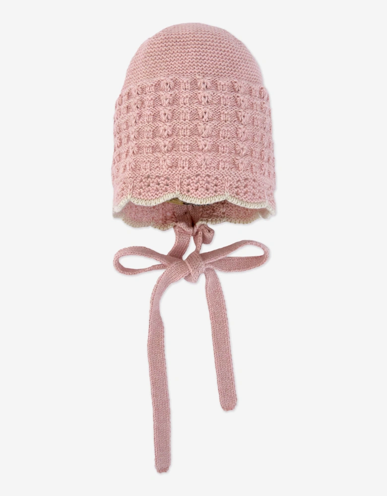Baby Girls Knitted Bonnet in Pink