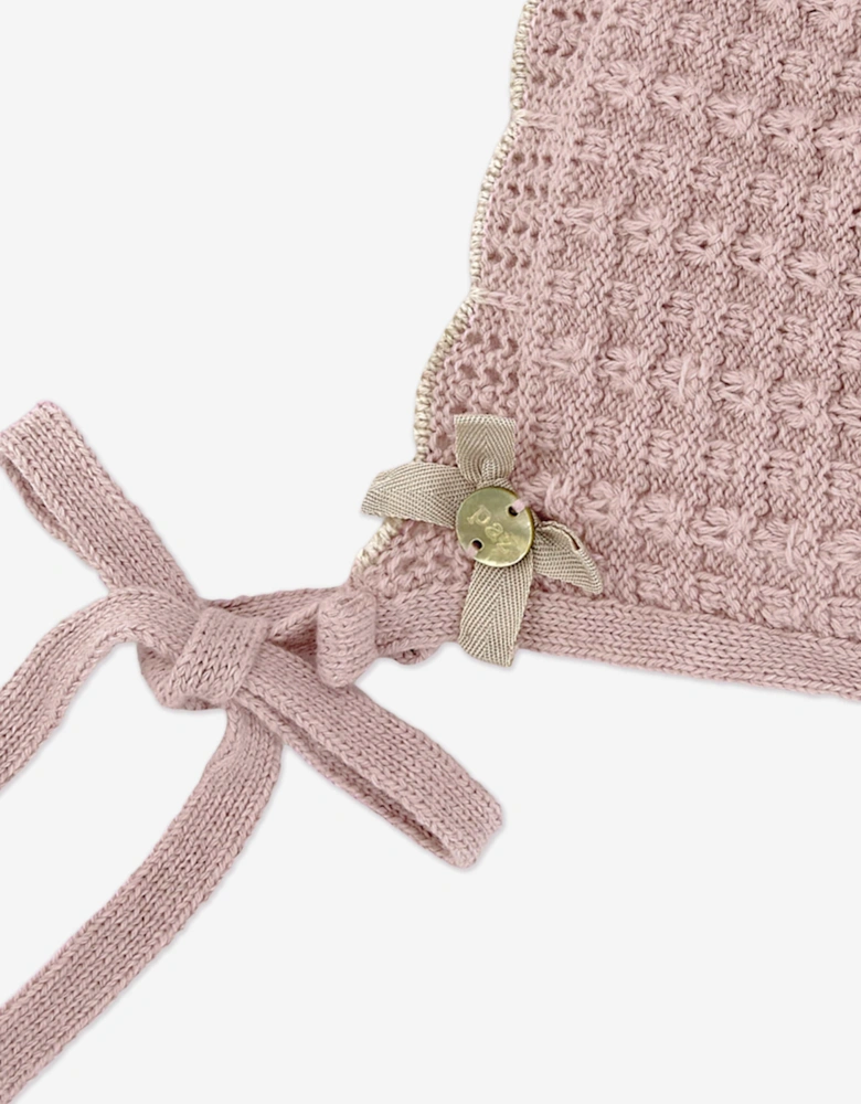 Baby Girls Knitted Bonnet in Pink