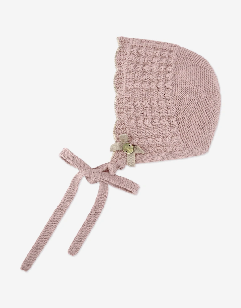Baby Girls Knitted Bonnet in Pink