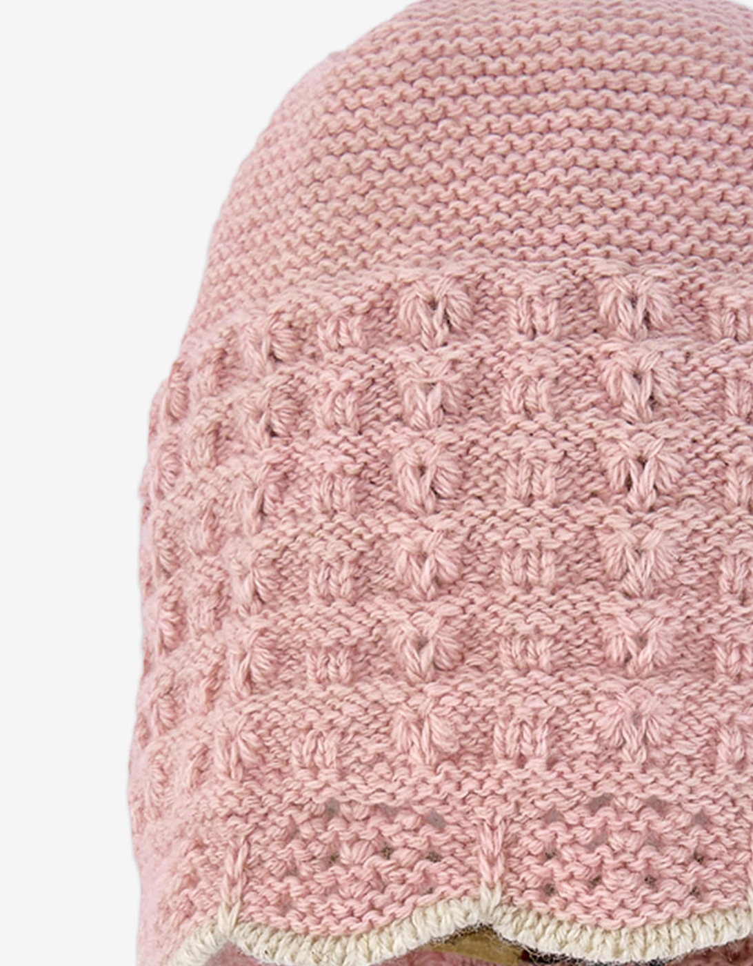 Baby Girls Knitted Bonnet in Pink