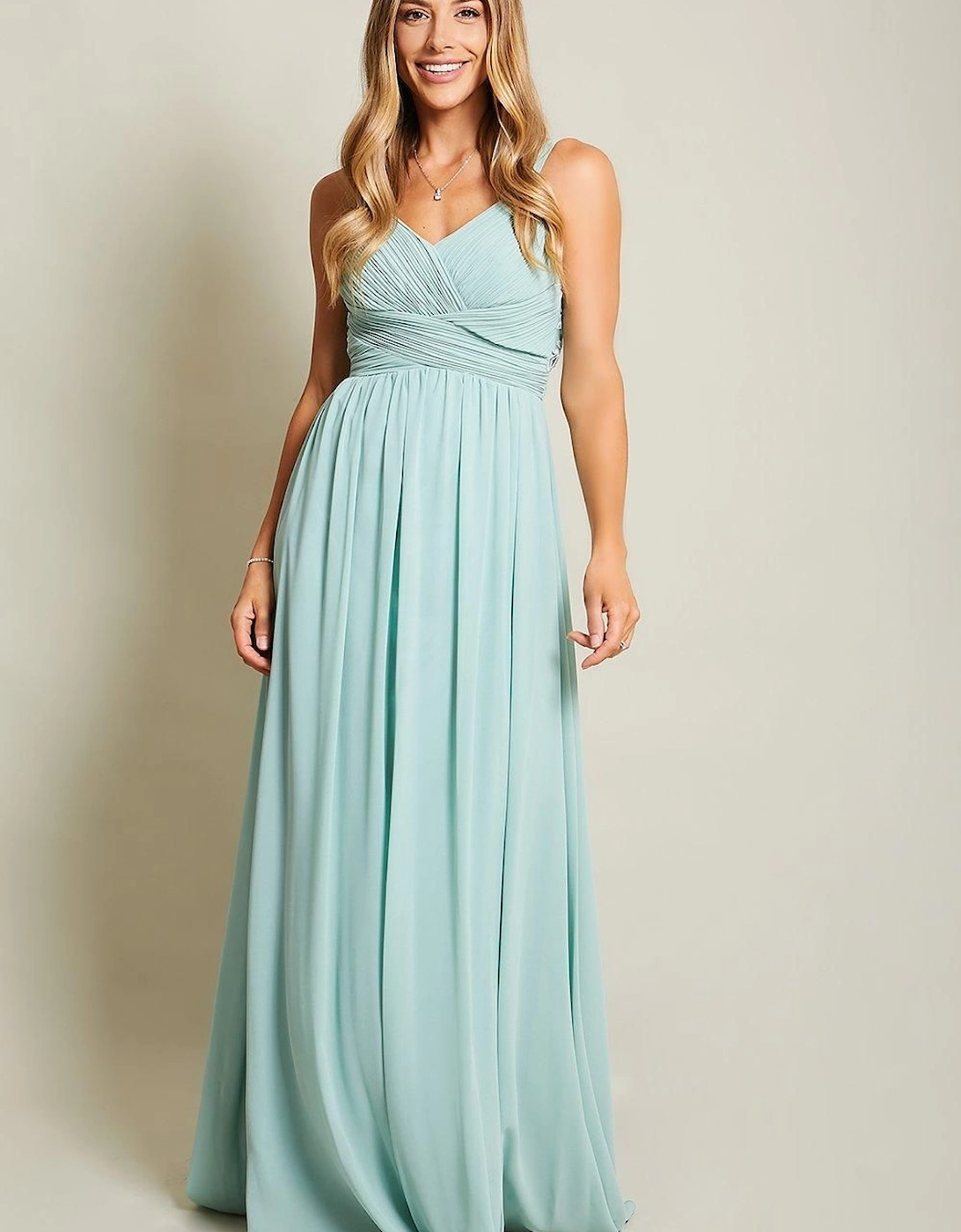Crochet Back Strappy Chiffon Maxi Dress, 2 of 1