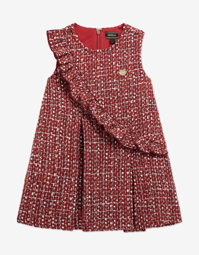 Girls Tweed A Line Dress in Red