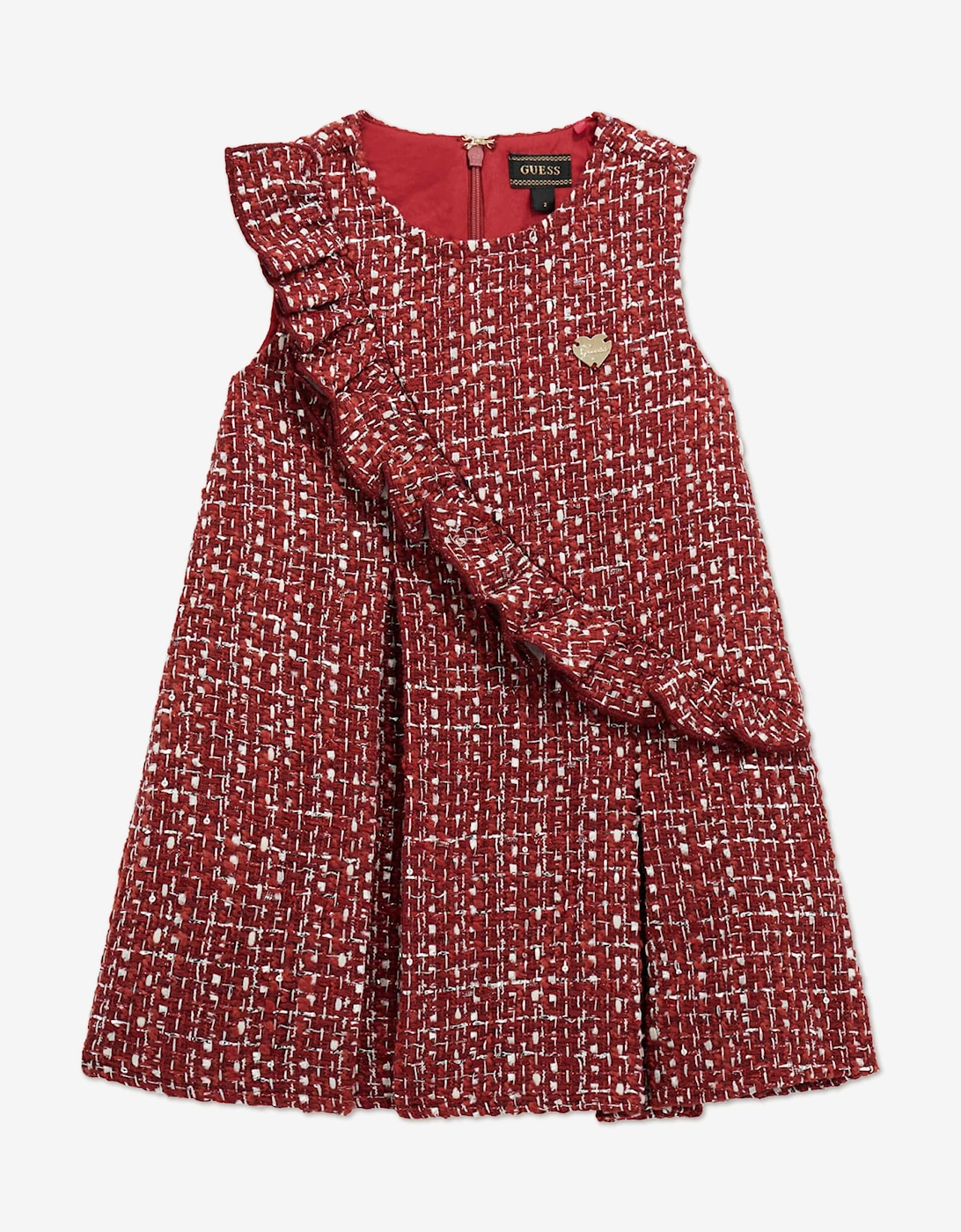 Girls Tweed A Line Dress in Red, 5 of 4