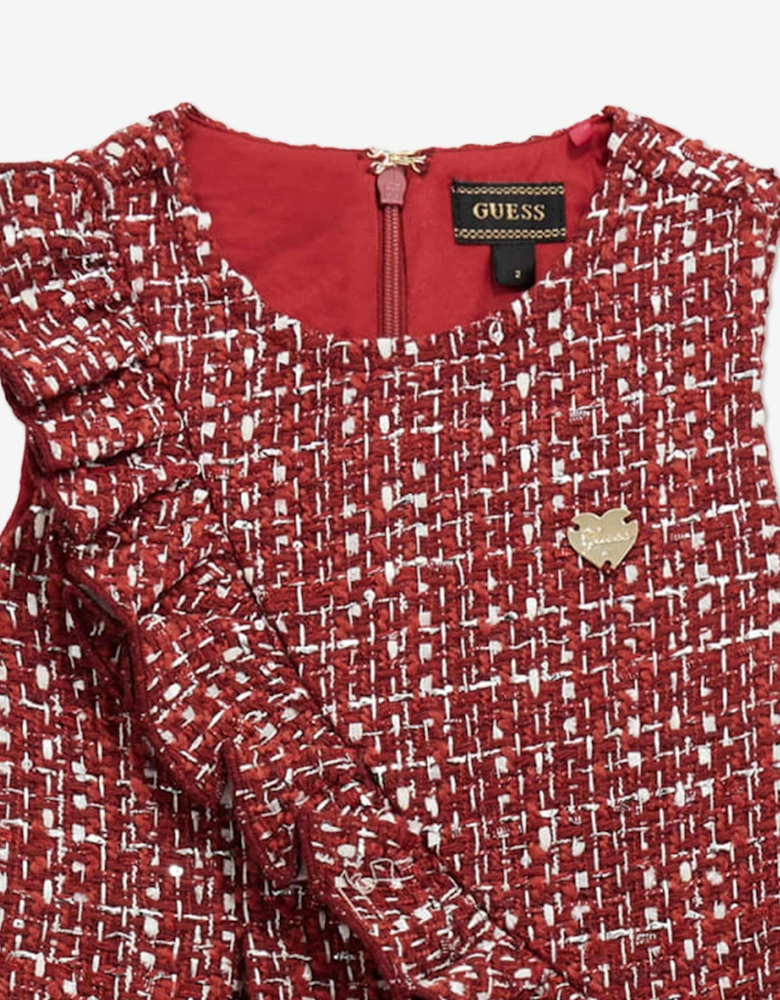 Girls Tweed A Line Dress in Red