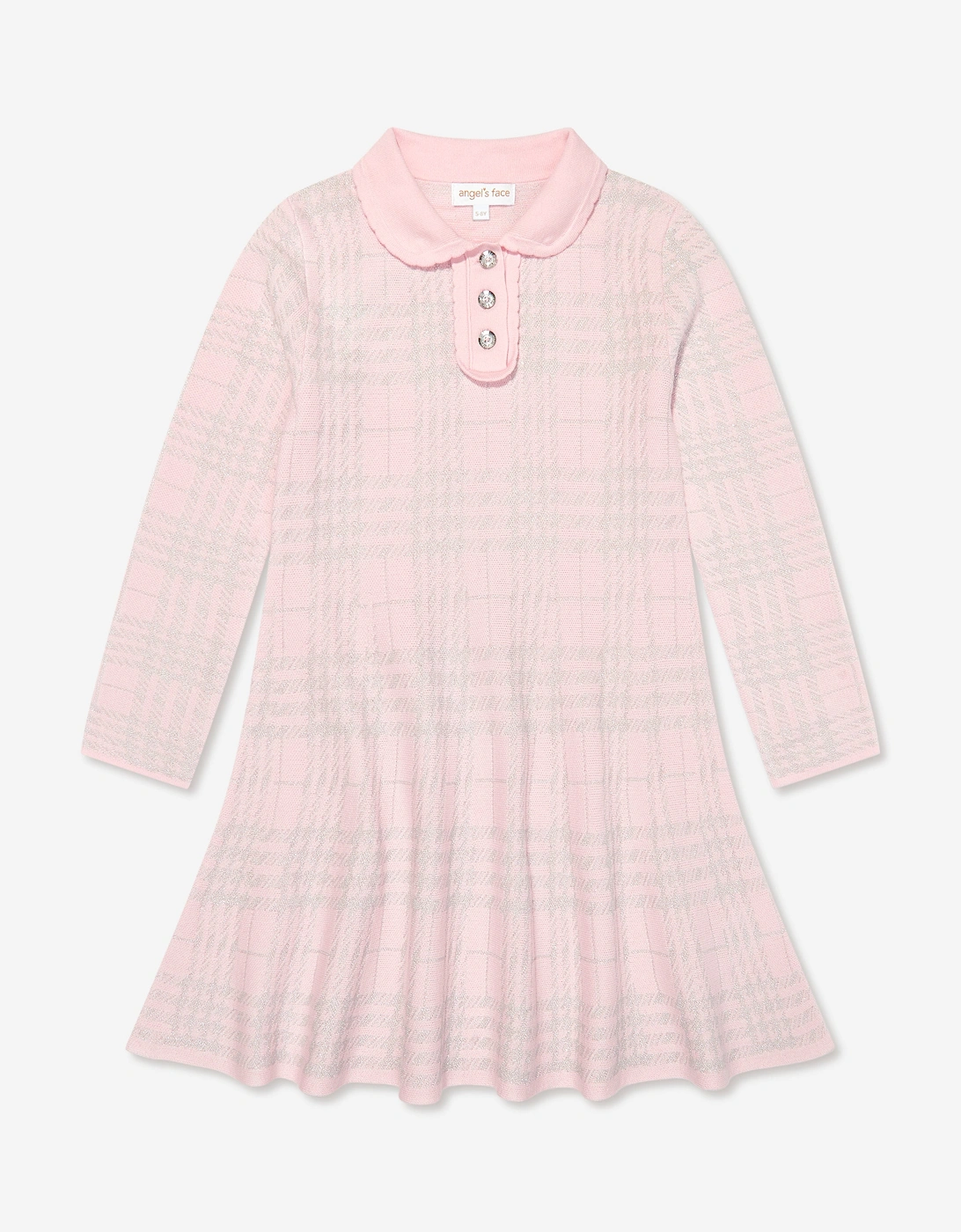 Angels Face Girls Amina Check Knitted Dress in Pink