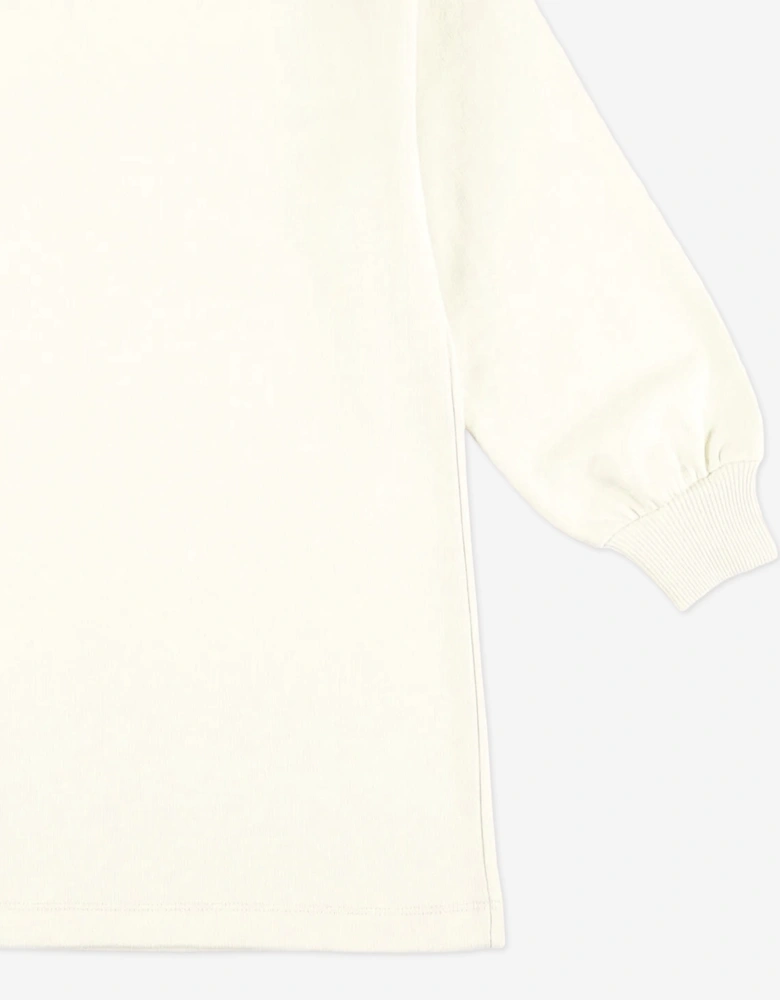 Girls Teddy Logo Sweater Dress in Ivory