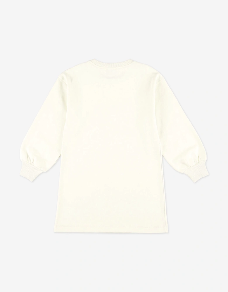 Girls Teddy Logo Sweater Dress in Ivory