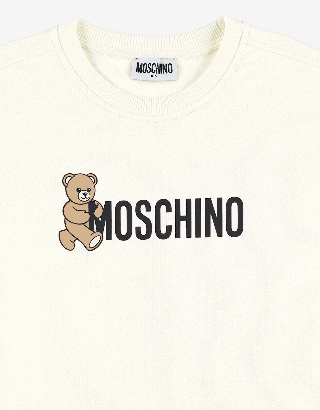 Girls Teddy Logo Sweater Dress in Ivory