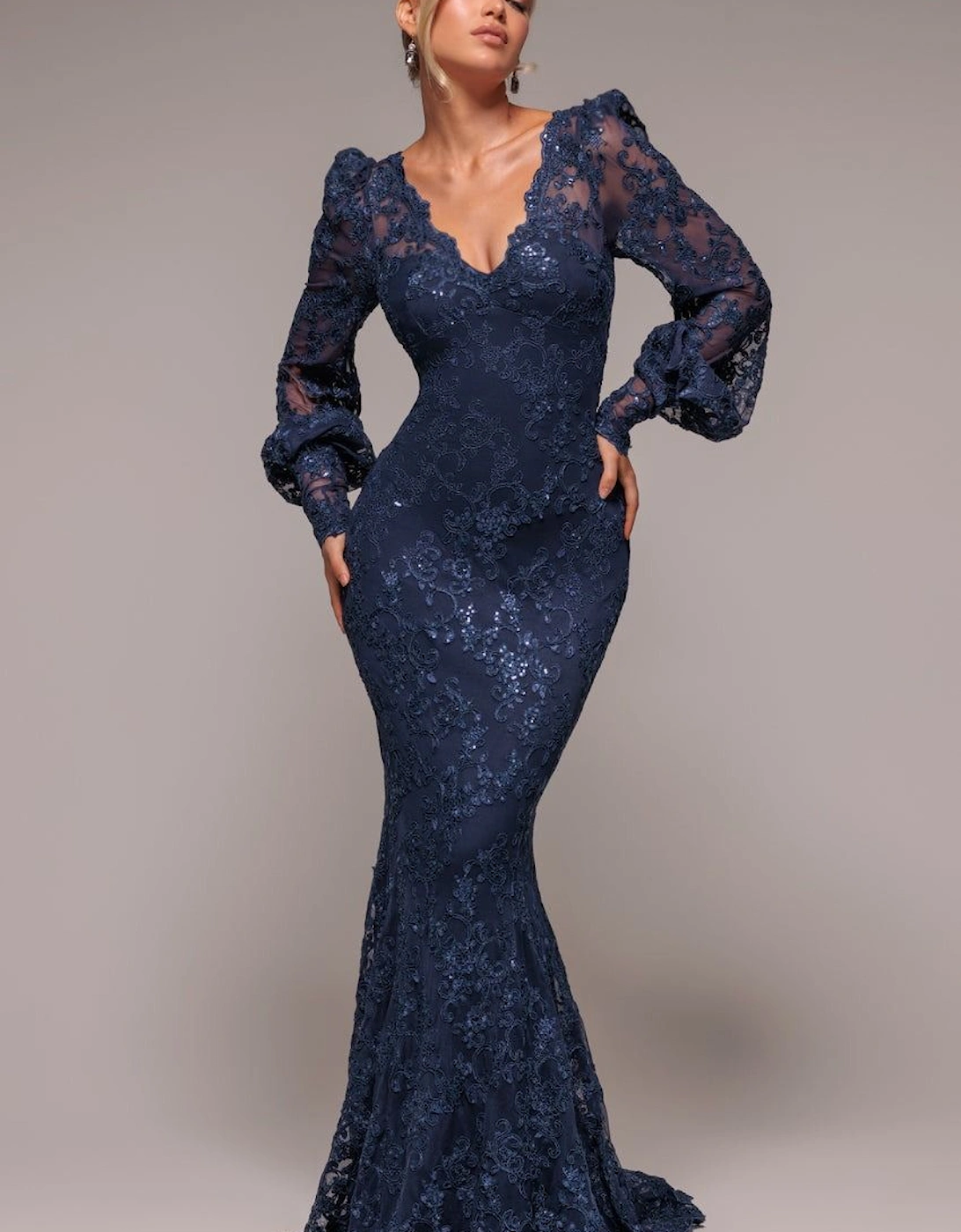 Embroidered Lace Scalloped Edge Maxi Dress, 2 of 1