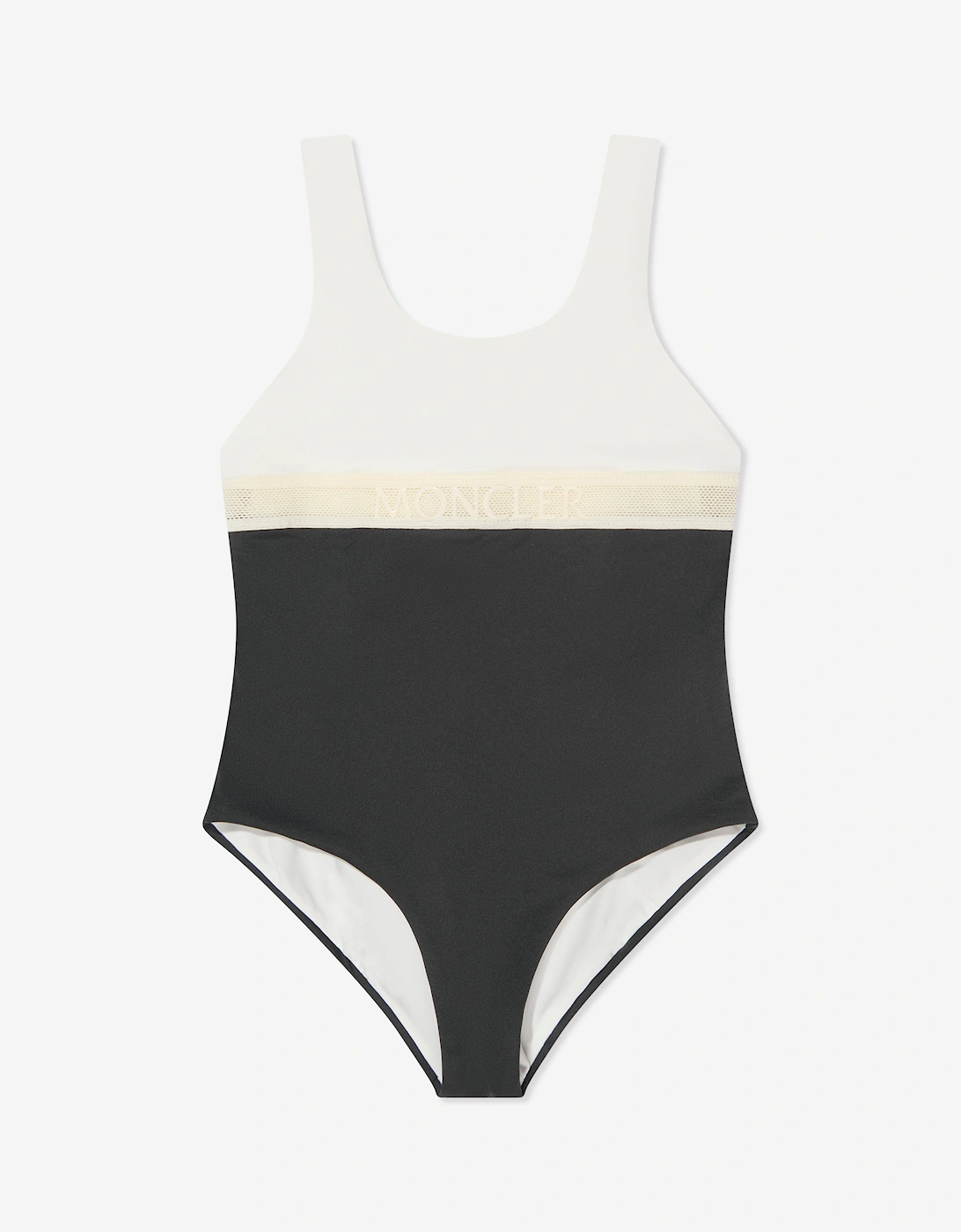 Moncler Enfant Girls Colourblock Swimsuit in White - Black - Size: 4 years