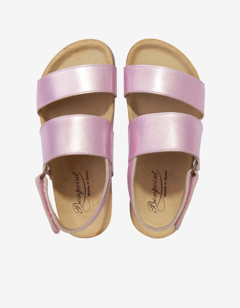 Girls Agostino Leather Sandals in Pink