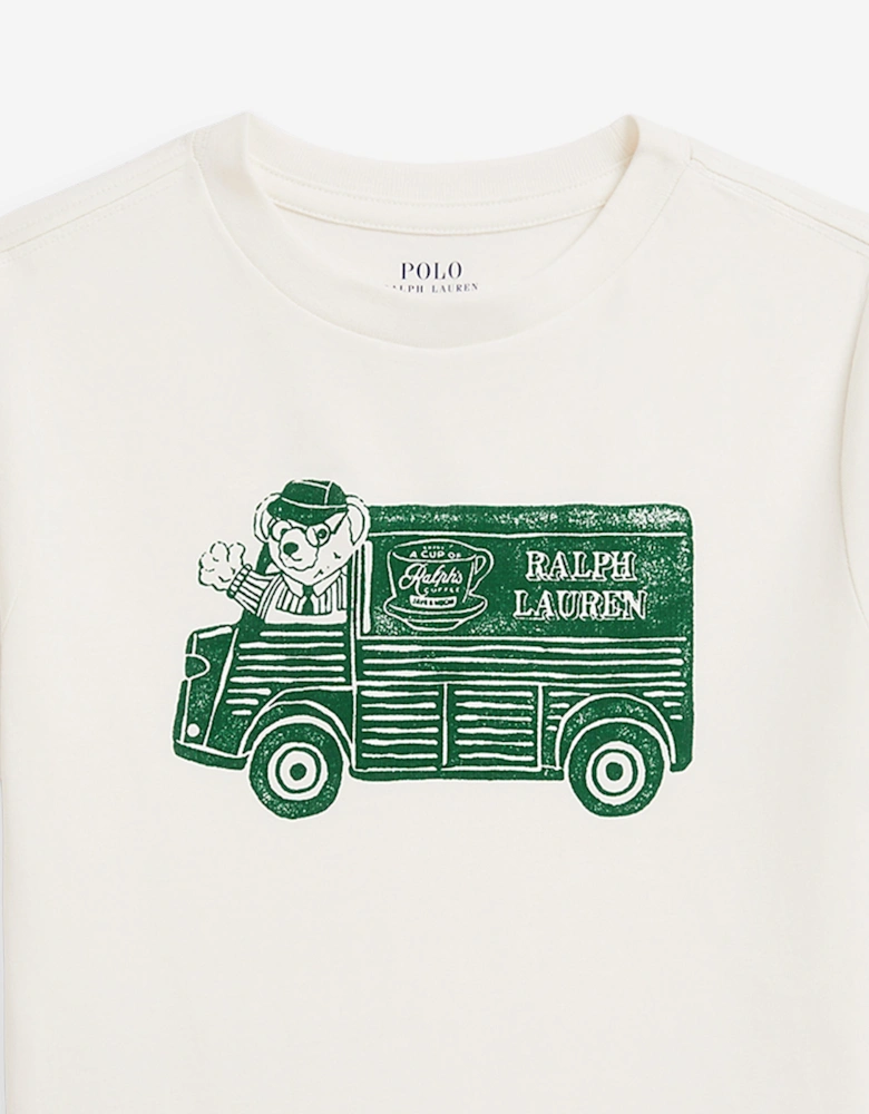 Boys Bear Coffee Truck T-Shirt in White