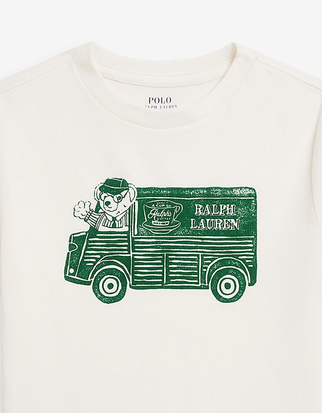 Boys Bear Coffee Truck T-Shirt in White