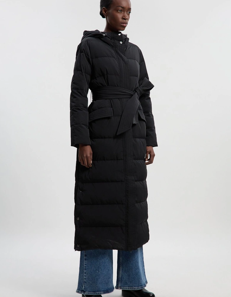 Real Down Belted Maxi Coat