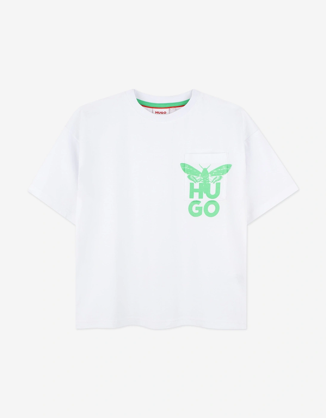 Boys Moth Logo Pocket T-Shirt in White, 5 of 4