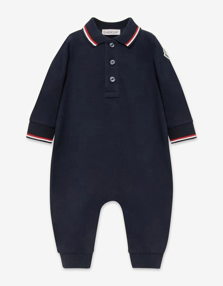 Baby Boys Polo Romper in Navy