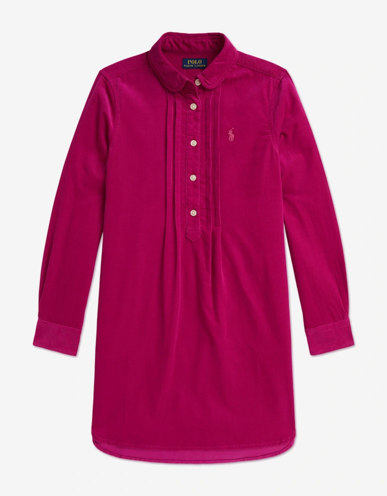 Girls Corduroy Shirt Dress in Pink