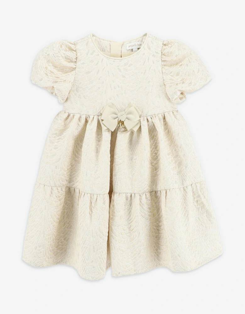 Angels Face Girls Jordan Deco Jacquard Tiered Dress in Gold