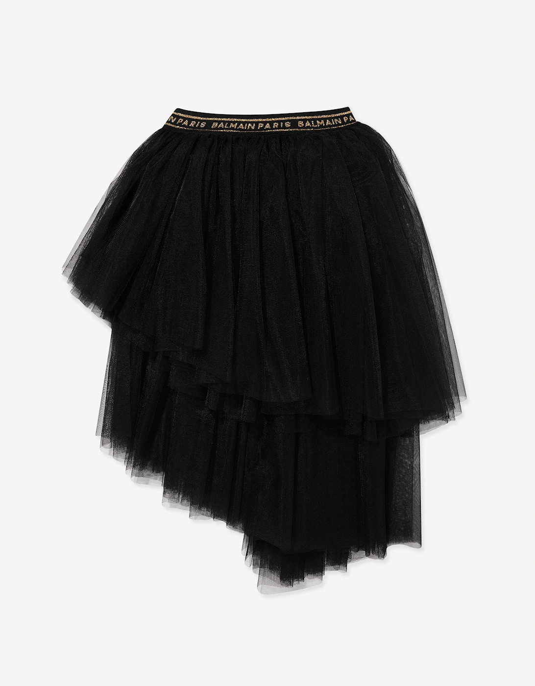 Girls Asymmetrical Ruffle Skirt in Black, 5 of 4