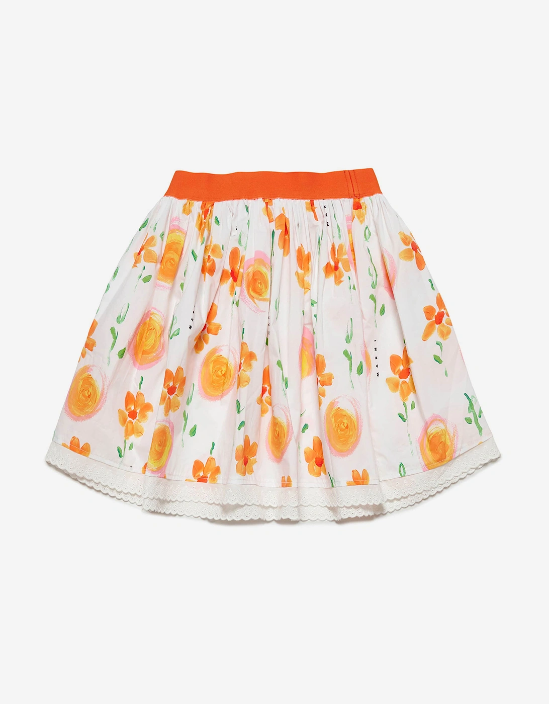 Girls Flower Print Skirt in White, 5 of 4