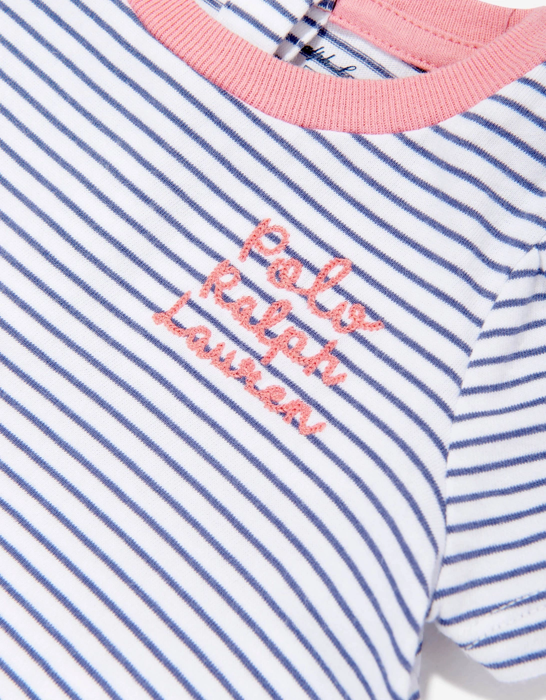 Baby Girls Striped Polo Bubble Romper in Blue