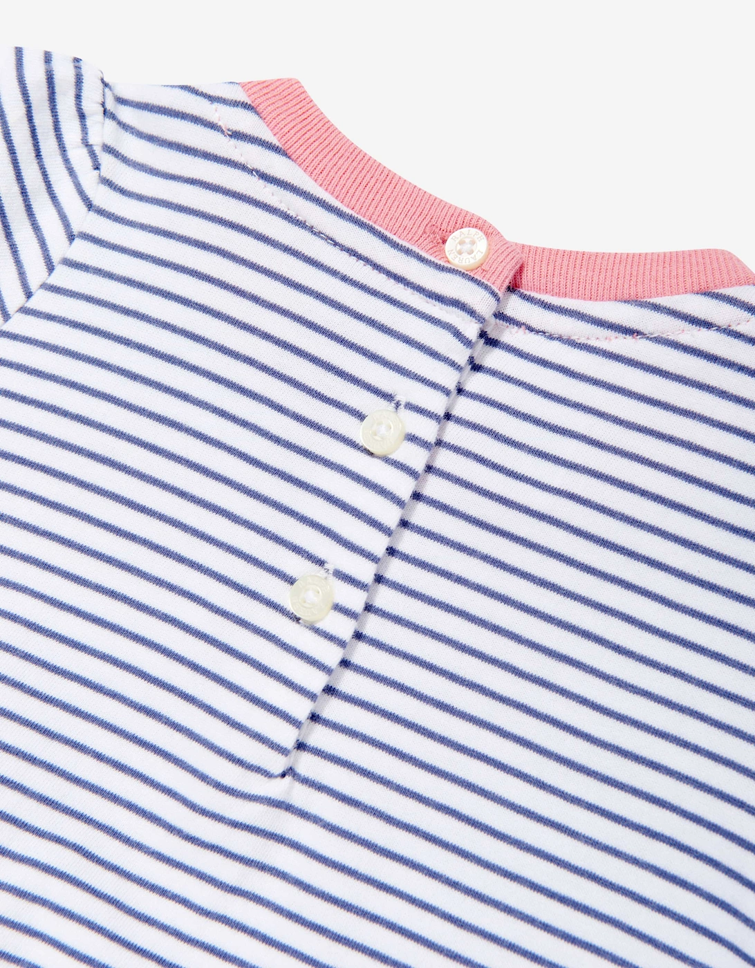 Baby Girls Striped Polo Bubble Romper in Blue