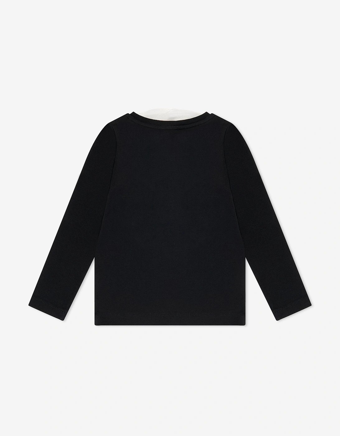 BCBGMAXAZRIA Girls 3D Organza Rose Long Sleeve T-Shirt in Black