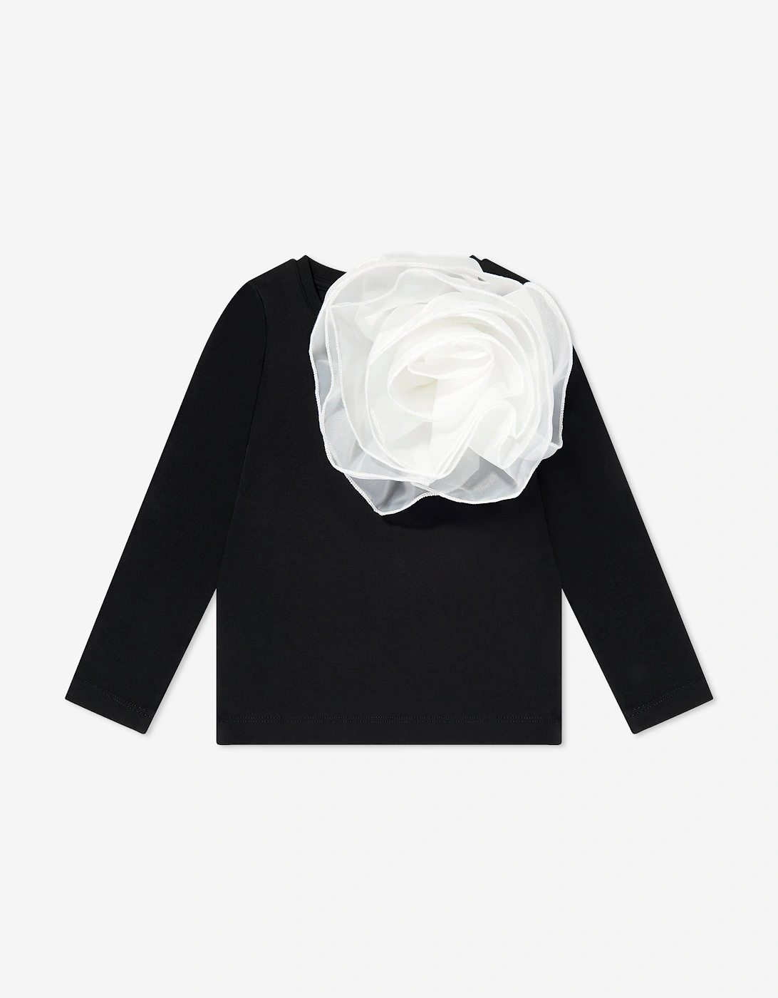 BCBGMAXAZRIA Girls 3D Organza Rose Long Sleeve T-Shirt in Black, 5 of 4
