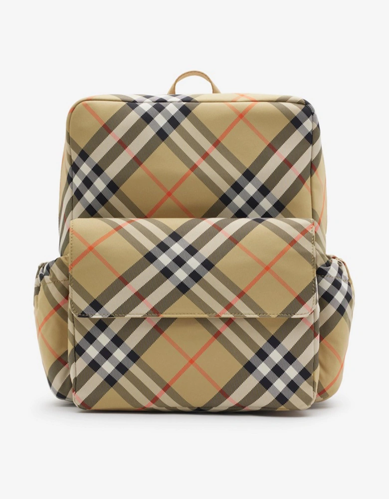 Kids Check Backpack in Beige (33cm)