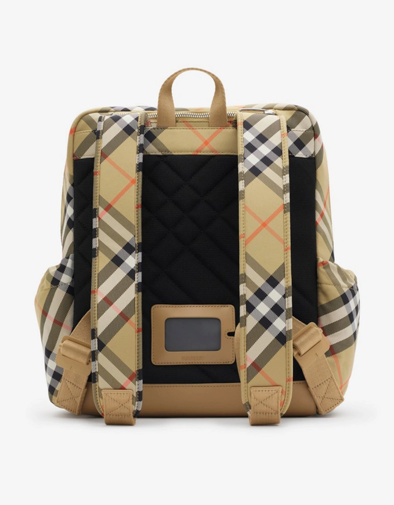 Kids Check Backpack in Beige (33cm)