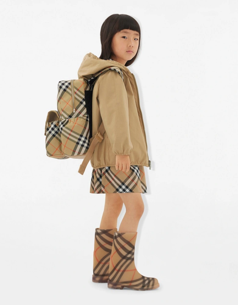 Kids Check Backpack in Beige (33cm)