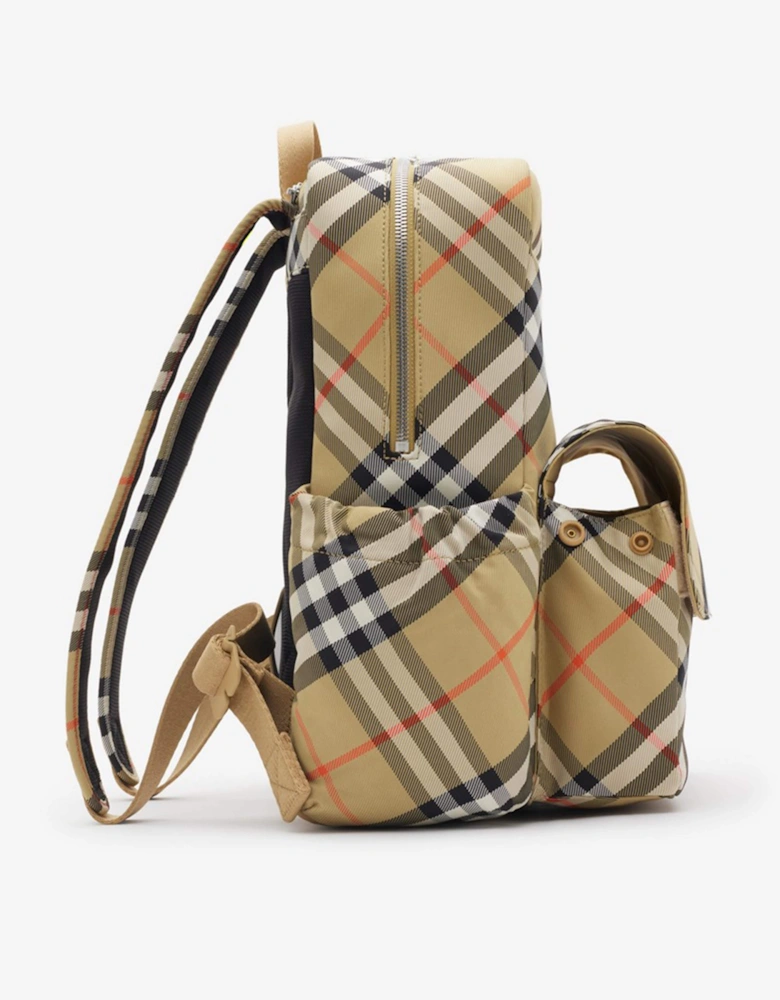 Kids Check Backpack in Beige (33cm)
