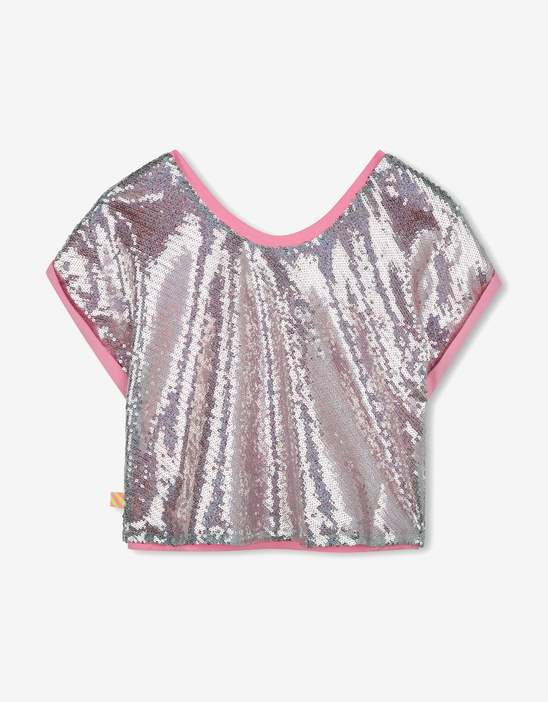 Billieblush Girls Sequin Hearts T-Shirt in Silver