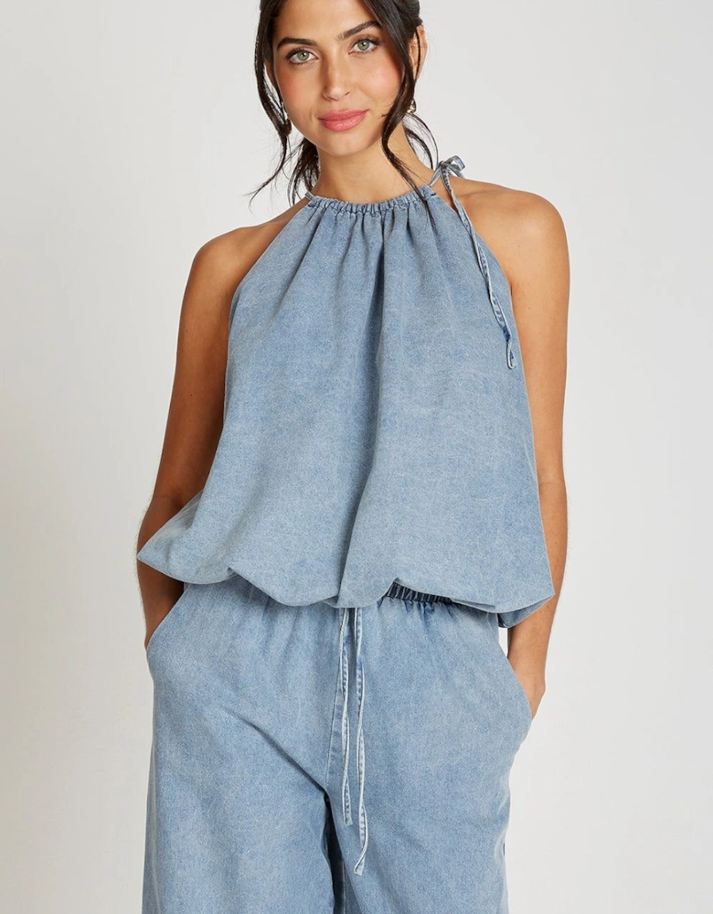 Blue Denim Halter Neck Top