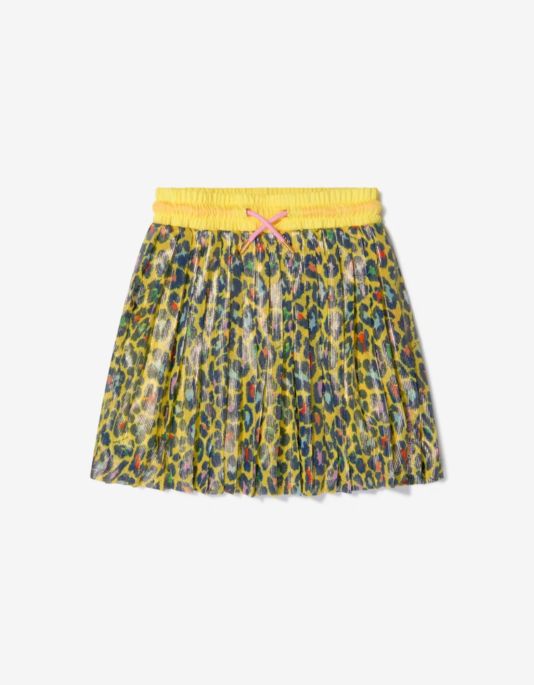 Girls Cheetah Print Pleated Skirt