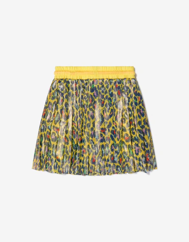 Girls Cheetah Print Pleated Skirt