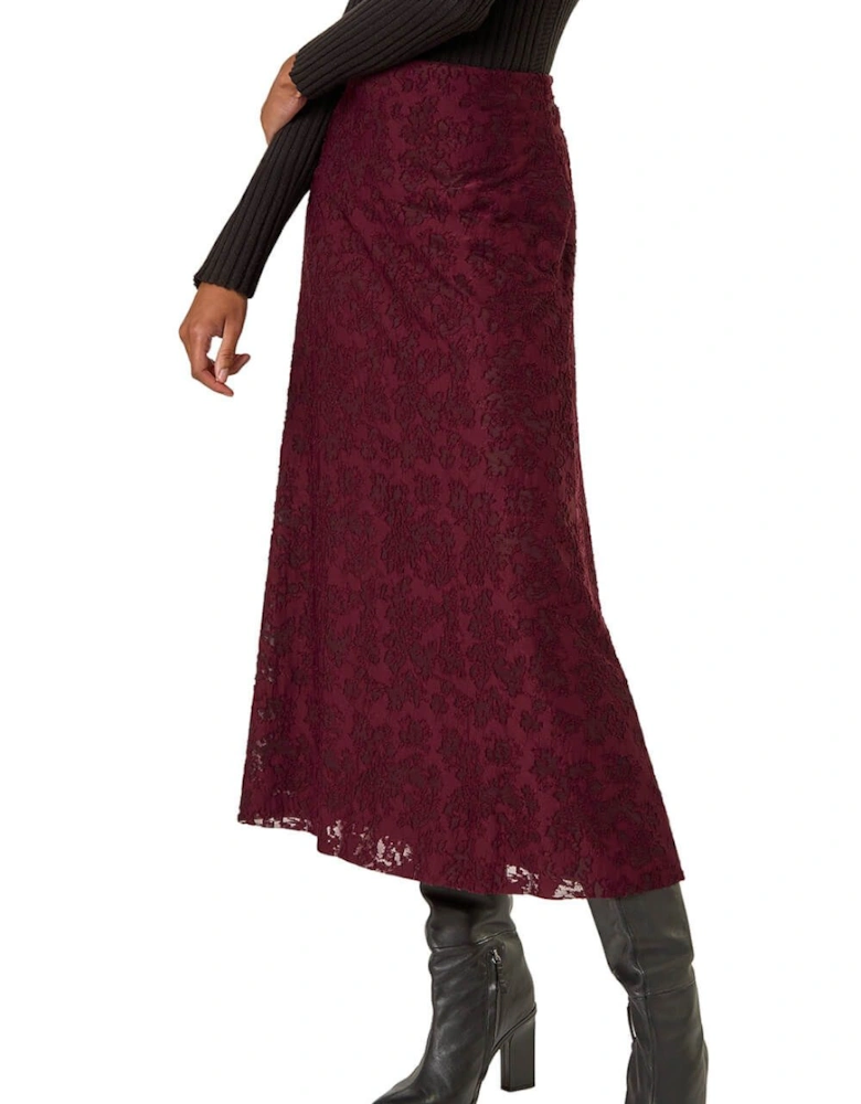 Floral Textured A-Line Skirt