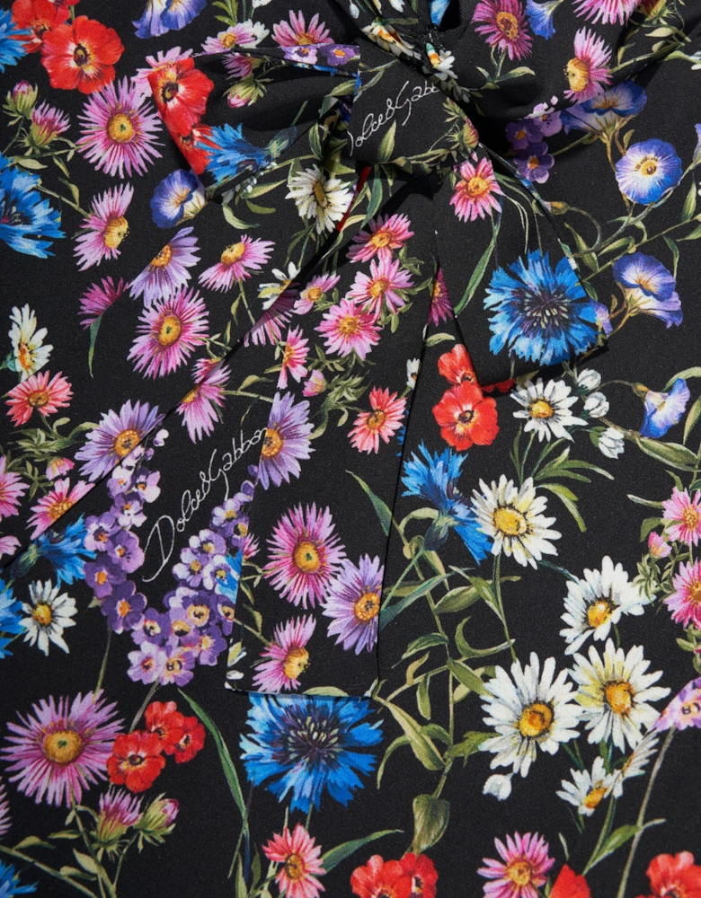 Girls Silk Wildflowers Dress in Black