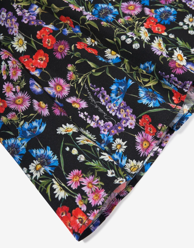 Girls Silk Wildflowers Dress in Black