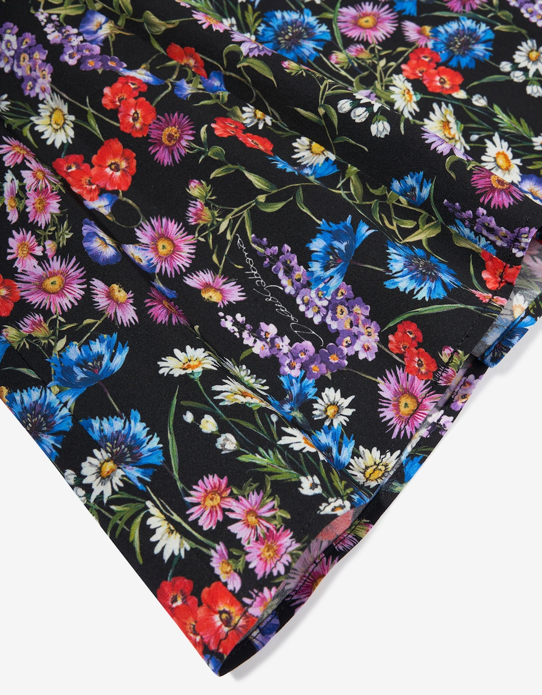 Girls Silk Wildflowers Dress in Black