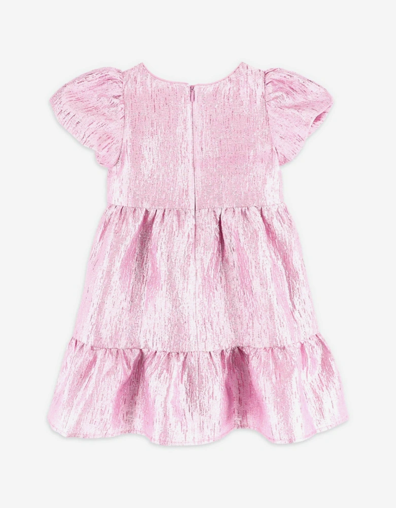 Angels Face Girls Isadora Metallic Tiered Dress in Pink