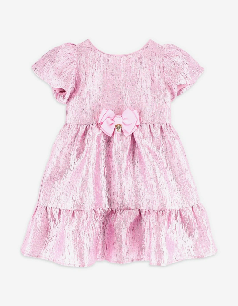 Angels Face Girls Isadora Metallic Tiered Dress in Pink