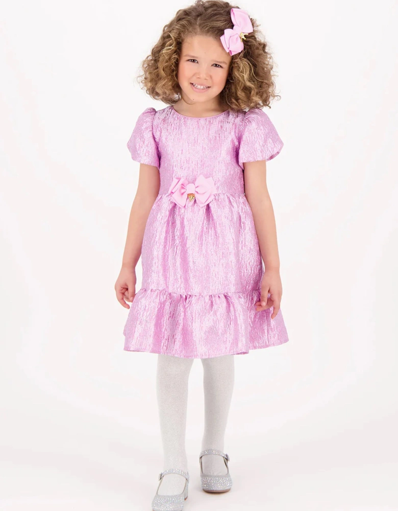 Angels Face Girls Isadora Metallic Tiered Dress in Pink