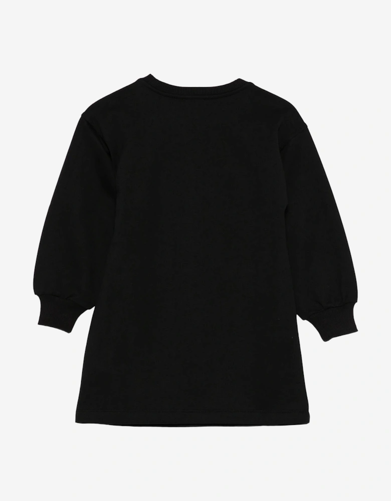 Girls Teddy Logo Sweater Dress in Black