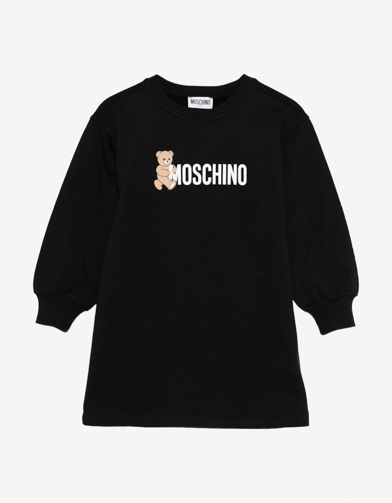 Girls Teddy Logo Sweater Dress in Black