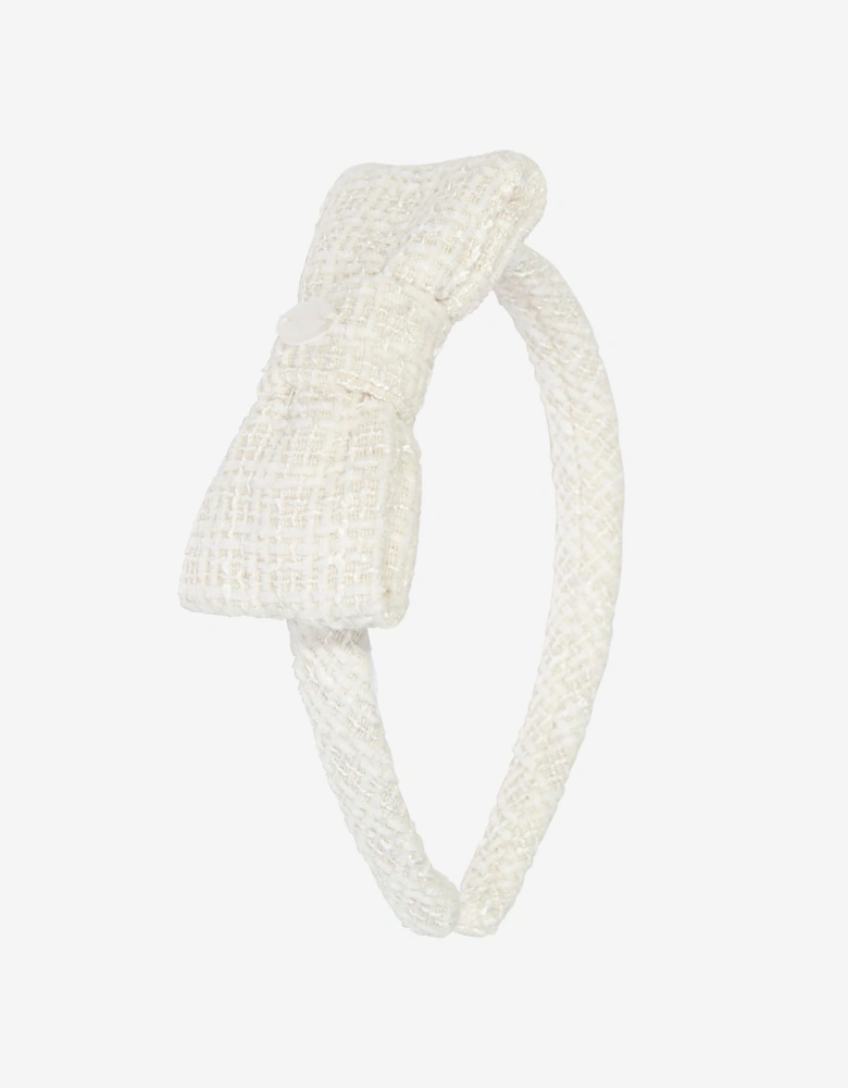 Girls Special Occasion Bow Headband in White