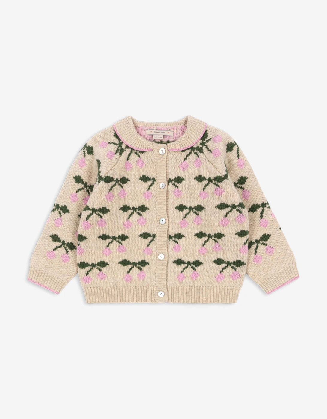 Girls Cherry Belou Knit Cardigan in Ivory, 4 of 3