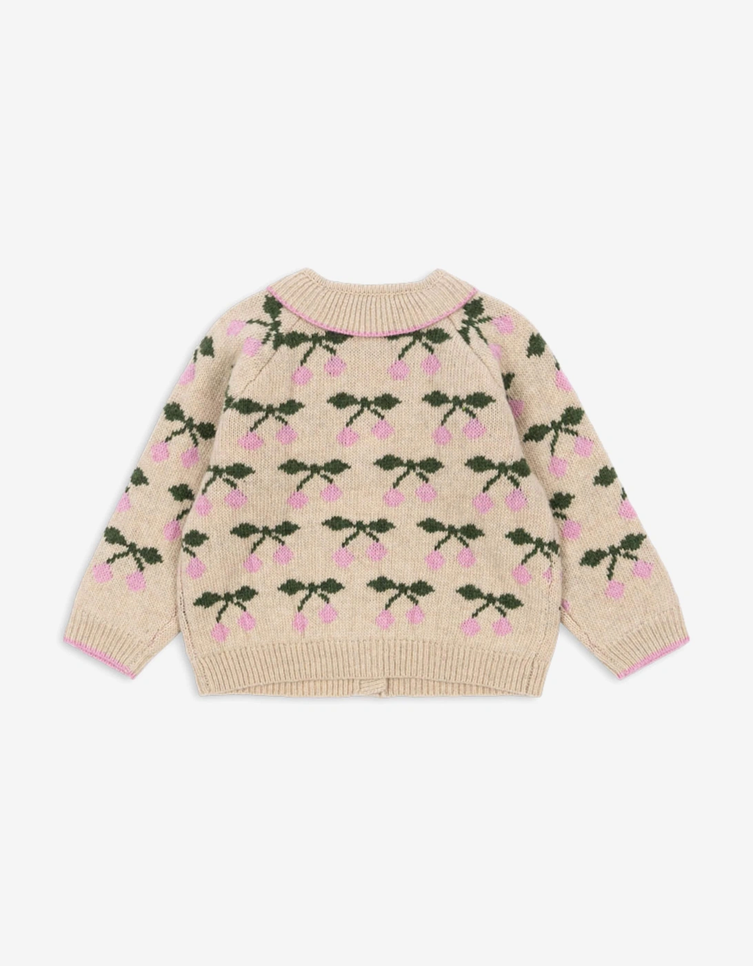 Girls Cherry Belou Knit Cardigan in Ivory