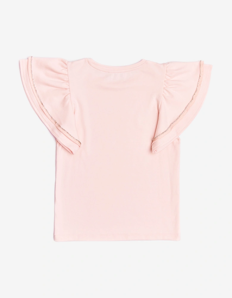 BCBGMAXAZRIA Girls Ruffle Sleeve T-Shirt in Pink
