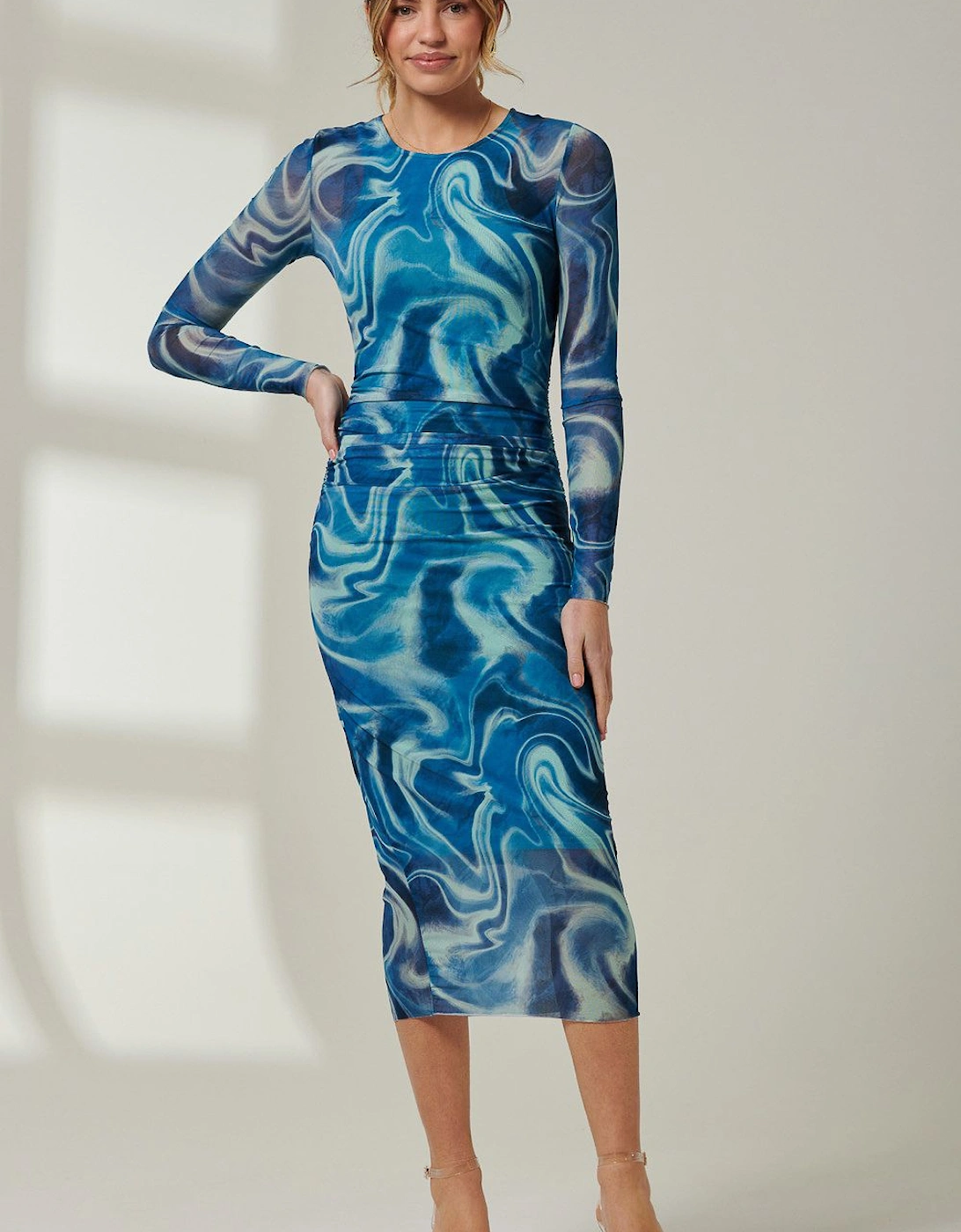Mabyn Mesh Long Sleeve Midaxi Dress, 2 of 1